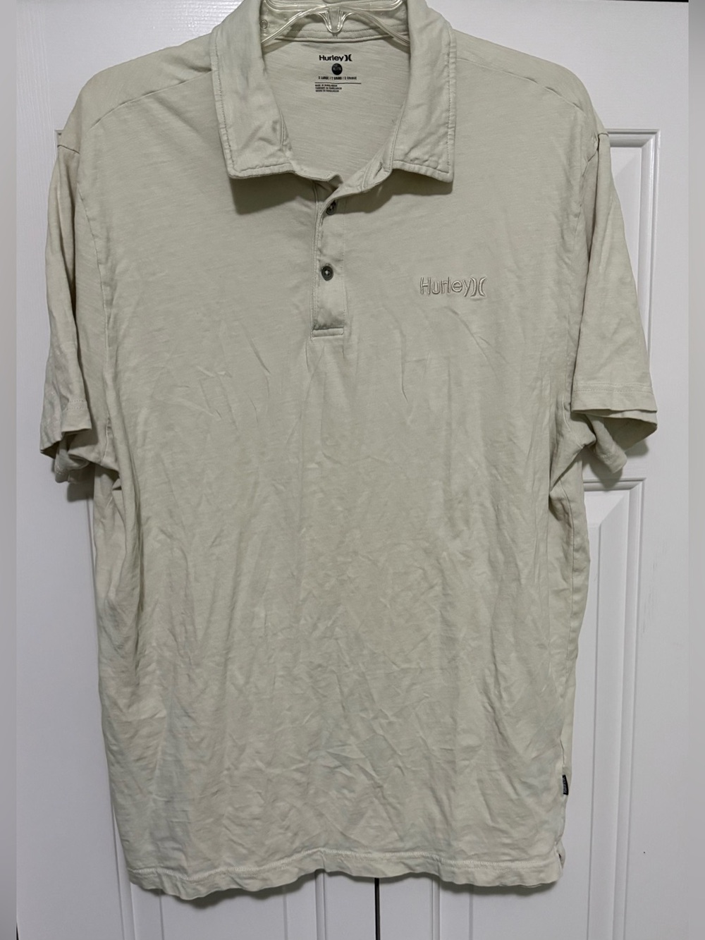 Hurley Mens XL Beige Cotton Surf Skateboard Polo Shirt